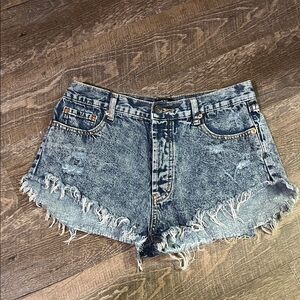 Denim Frayed Hem Women Shorts